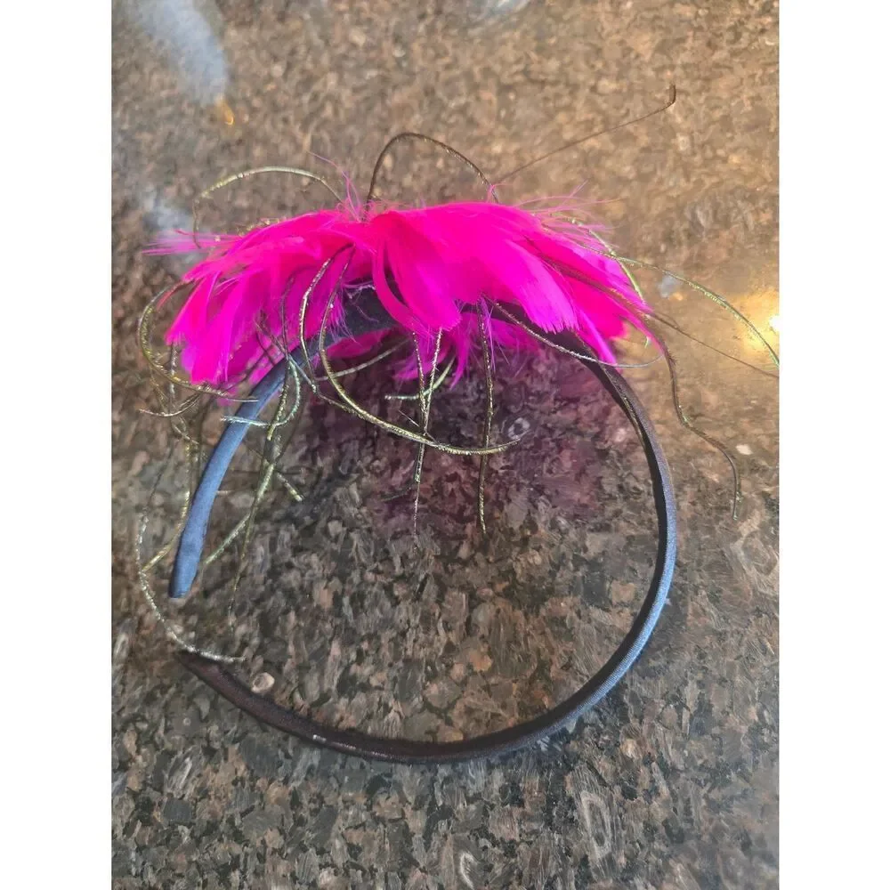 Fuchsia Feather Floral Headband - Women's Hair Accessory